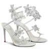 Femmes de luxe d'été Margot Crystal Sandals Chaussures Renecaovilla Snake enveloppé de talons hauts papillons à lamed Lady Mariage Lady Sexy Pumps EU35-43 # 02020