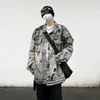 Tie Dyed Coat Mens Broken Hole High Street Harajuku Fashion Jacket Loose Korean Street Vintage Coat 240514