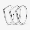 Projektant 925 Srebrna obrączka ślubna dla damskiej prezentu zaręczynowego Diamond z pudełkiem pandoras błyszcząca pierścień w stos
