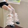 Chaussettes de femmes Fashion Ruffled Lace Patchwork Long High High Boot Cuffs Couvre pour Streetwear Sous-culture