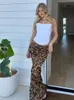 Julissa MO Print Leopard See Through Chiffon Women Skirt High Waist Long Skirt Female Summer Skinny Elegant Party Beachwear 2024 240426