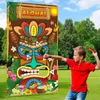 Dekoracja imprezy 1 ustawiaj sztandar gier Luau z 3 workami z piaskiem Totem Decor na letnią tropikalną karnawałową grę Tiki Supplies