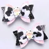 Haaraccessoires 2 Solid Cowhide Ribbon Bow Baby Hair Clips Handgemaakte booghaarclips Flash Emmer Childrens Hair Clips D240514