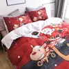 Bettwäsche Sets 2024 Home Textile Kinder Bettwäsche Weihnachten Weihnachtsmann Snowman Quilt Cover Kissenbezug Set Zweibett Duvet