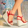 Sandalen transparante PVC Dames Wedges platform 10 cm zomer strandschoenen bling strass dames buckle hakken feestjurk schoen