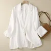 Damespakken dunne pak jas stijlvolle revers met 3/4 mouwen enkele knop sluiting lichtgewicht zomerjas zakken voor mannen