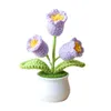 Dekorativa blommor Woolen Lily of the Valley Potted Crochet Simulated Plant Bonsai lägger till en touchvärme och charm till din miljö