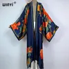 Kimono Africa tryck Kaftans Beach Wear Cover-Ups Elegant Cardigan Sexiga semesterkläder för kvinnor Vestidos Para Playa