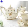Mugs French Gold Garden European Ceramic Gold-painted Coffee Cups And Saucers Luxury Retro Flower Teacups English Afternoon Tea Set