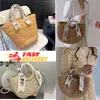 Livraison gratuite Sac de plage en fourreau de paille ch chouetter panier de panier de concepteur de luxe Crochet tissage boutique épaule craquette crossbody bownkknot populaire