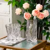 Vases Nordic Practical Embossed Glass Vase High-end Living Room Flower Arrangement Container Small Decor Garden Decoration