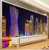 Fonds d'écran personnalisés 3d po wallpaper Dubai Night View City Building Mur Mural Papers Home Decor Living Room Fond Painting