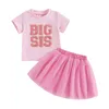 Ensemble de vêtements Big soeur Tenues pour les tout-petits T-shirt T-shirt T-shirt Tulle Tutu Jupe Robe correspondante