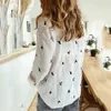 Chemises pour femmes chemises décontractées longues oiseaux slve impriment les t-shirts en vrac pour femmes coton surdimensionné et les chemisiers en lin et les plate