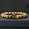 Charm Bracelets Unique French Bulldog Dog Paw Bracelet Men Natural Lava Tiger Eyes Stone Braclet Hand Jewelry Accessories Pulseira Hombre Gift Y240510