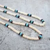 Bärade halsband Vintage Bohemian Summer Jewelry Ethnic Style Jewelry Natural Coconut Shell Wood Beads Blue Stone Halsband Mens smycken D240514