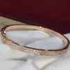 2024Womens bracelet gold torque bangle Double row diamond luxury jewelry width 5MM hidden inlay process High fade resistant bracelets designer for women Bijoux q4