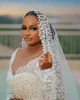 Aso ebi 2024 ivory illusion sirène robe de mariée fleurs dentelle perles luxueux robes de mariée sexy robes lf03