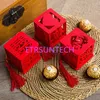 Gift Wrap 200pcs/lot Chinese Style Vintage Novelty Red Square Wooden Love Wedding Candy Boxes Party Favors Sugar Supply