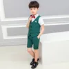 Boys' Suit Striped Choral Performance Dress Set (Vest + Trousers + Shirt + Bow Tie)