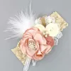Hair Accessories Vintage Flower Headband Baby Girls Headwraps Newborn Photography Props Gifts Lace Elastic Hair Bands Pearl Feather Accessories
