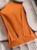 Costumes de femmes Femmes Blazer formel dames féminines orange noir plaid à manches longues à manches longues simples