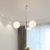 Luz de pendente de vidro nórdico LED moderna LED branca Lâmpada pendurada para sala de jantar quarto de decoração interna decoração de decoração interna