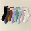 Women Socks Athletic Women's Mid-tube Striped Sports With High Elasticity Anti-slip Features Breathable Soft For Active