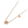 Choker Waterproof Stainless Steel CZ Crystal Snowflakes Charm Necklace For Women Real Gold Plated Pendant Jewelry N20243