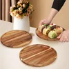 Plates Acacia Wood Tray Fruit Tea Barbecue Dinner Household Bread Dim Sum