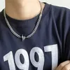 Hänge halsband personliga mode hip hop trendiga stjärna titanium stål hiphop halsband hänge kubansk kedja mens punk par utgåva j240513