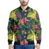 Vestes pour hommes fleur hawaïenne Veste à glissière hommes 3d Plantes tropiques imprimées motif de bombardiers