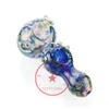 Colorful Double Bowls Art Smoking Glass Pipes Portable Handmade Dry Herb Tobacco Filter Spoon Bowl Innovative Pocket Cigarette Holder DHL