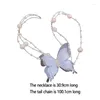 Choker Fashion Elegant Sweet Imitation Perle Collier For Women Girls Advanced Sense Butterfly Ruban Clavicular Chain Bijoux Cadeaux