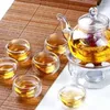 Teaware Sets 600ml Teapot Set Heat-resistant Glass With Round Candle Holder Flower Tea Cups Teapots Gifts