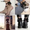 Frauen Socken 4 Paare/Pack Fashion Sexy Black Mesh Short Knöchel Weihnachtsmädchen Fishnet mit niedlichen Bow Ladies