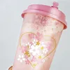 Disposable Cups Straws 50pcs High Quality Flower Tea Cup Frosted Transparent Milk Birthday Party Favors Juice Drinking With Lid