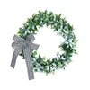 Decorative Flowers Artificial White Ear Leaf Wreath With Plastic Simulation Battery Operated Christmas Timer