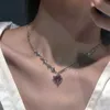 Colares de pingentes de moda coreana colar em forma de coração em forma de coração para mulheres de cristal preto egirl cool kravik cadeia y2k jóias estéticas Jóias J240513