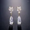 Dangle Earrings European And American Bridal Earring Accessories Elegant Micro-encrusted Gorgeous Sparkling Water Drop Zircon For Women