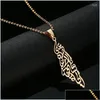 Pendant Necklaces Pendant Necklaces Trendy Jewelry Arabic Hollow Stainless Steel Palestine Israel Map For Men Women Chain Necklace Dro Dhu1D