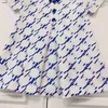 Top per bambini Designer Abiti da design Blu Abbigliamento Blu Stampa Abiti da ragazza Abiti di taglia 90-160 cm Princess Summer Short Short Bambino Abito 24Mar 24Mar