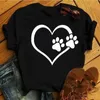 Women's T-Shirt Short Slves Cotton Tops Strwear Cartoon Colorful Heart Dog Paw Graphic Print T Shirt 90s Fashion Casual Women Unisex T Y240509