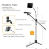 Annan elektronik teleskopisk mic golvmetall stativ flexibel mobiltelefonhållare clip Swoom Stage Bracket Microphone Stand Drop DHK54