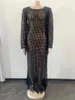 Sukienki swobodne krwajs seksowne szydełko puste wygłoszone kobiety maxi sukienka 2024 Długie rękawowe frędzle żeńskie stroje plażowe