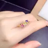 Klusterringar 925 Pure Silver Chinese Style Natural Color Sapphire Women's Luxury Plant Justerbar GEM RING Fine SMEE sach Support Detec