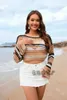 Kvinnors stickor 2024 Summer Amazon gränsöverskridande slitage ihålig rand skarvad utrikeshandel sexig bikini strand täcker
