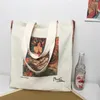 Sacos de compras 2024 Pinturas a óleo Monet feminina Bolsa de zíper vintage Bolsa de grande capacidade Bolsa ecológica Livros de meninas reutilizáveis