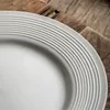 Tallrikar 4st White Ceramic Dinner Plate 8-tums randig västra efterrätt sallad biff rätter hem kökssats