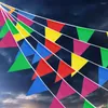 Decoração de festa bandeira de triângulo multicolorida de 100m Garland para loja de casamentos decoração de rua jardim de jardim de jardim de jardim de infância